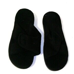 New Womens 7 Vionic Relax Slipper Indoor Outdoor Sandal Shoes Black Adjustable